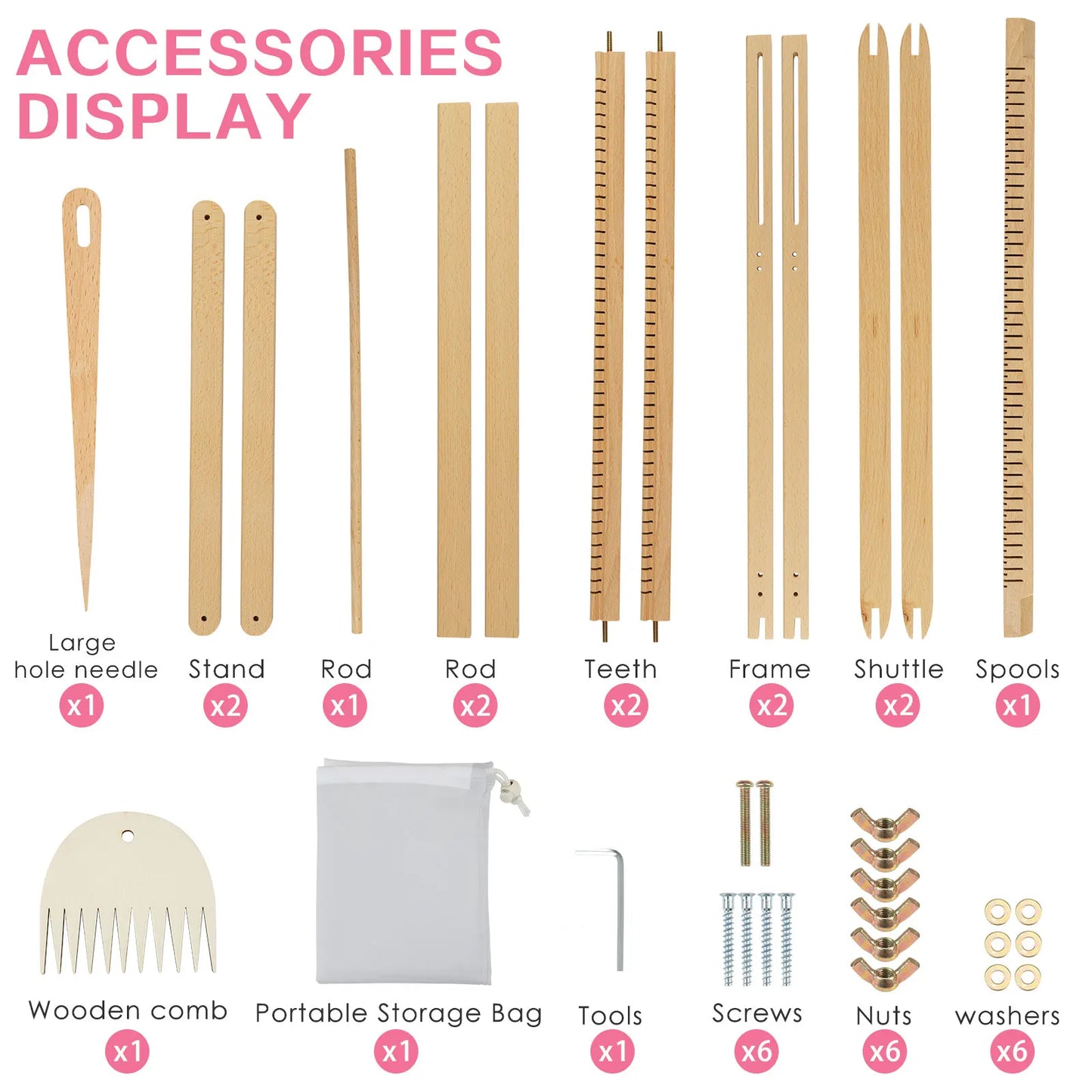 Extra-Large DIY Wooden Weaving Tapestry Loom 70x50cm