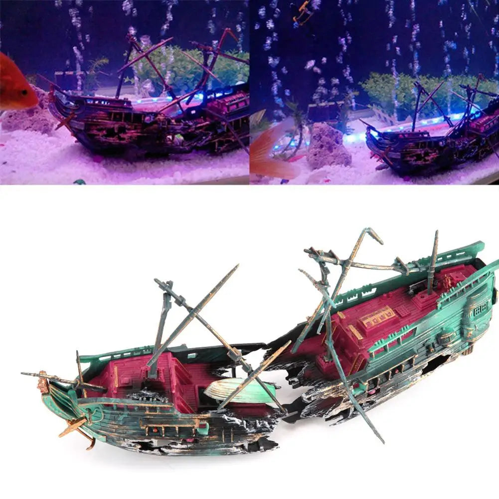 24*12cm Large Plastic Aquarium Ship