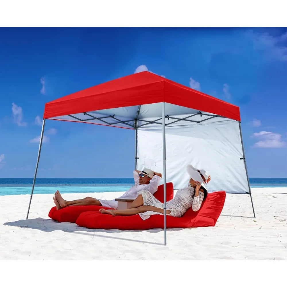 Outdoor Pop Up Canopy With 1 Sun Wall Bonus Backpack Bag Stakes and Ropes
