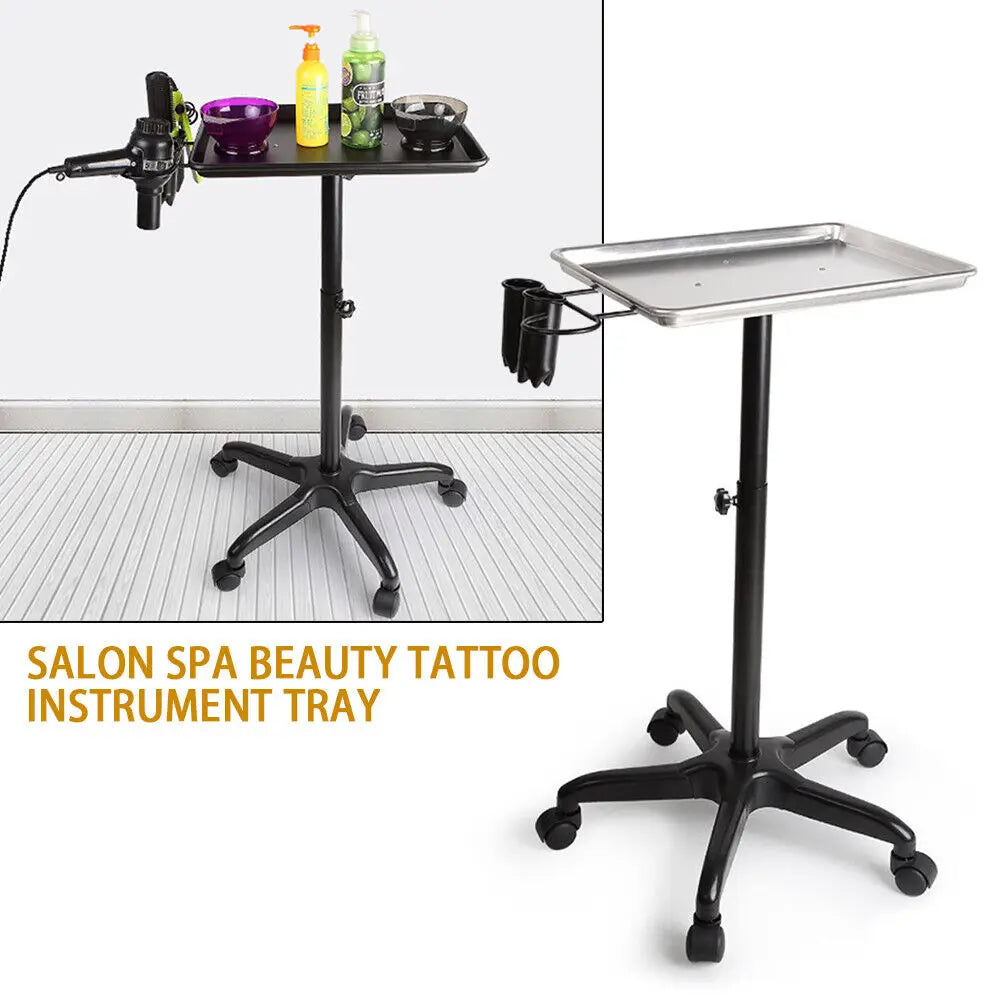 Beauty Salon Spa Tattoo Rolling Tray Black/Silver
