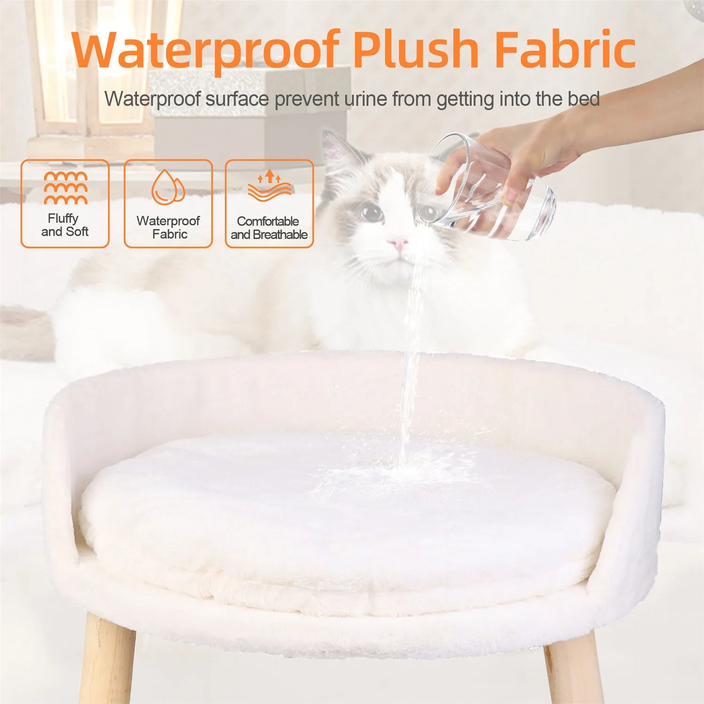 Raised Small Pet Sofa Bed Removable Cushion