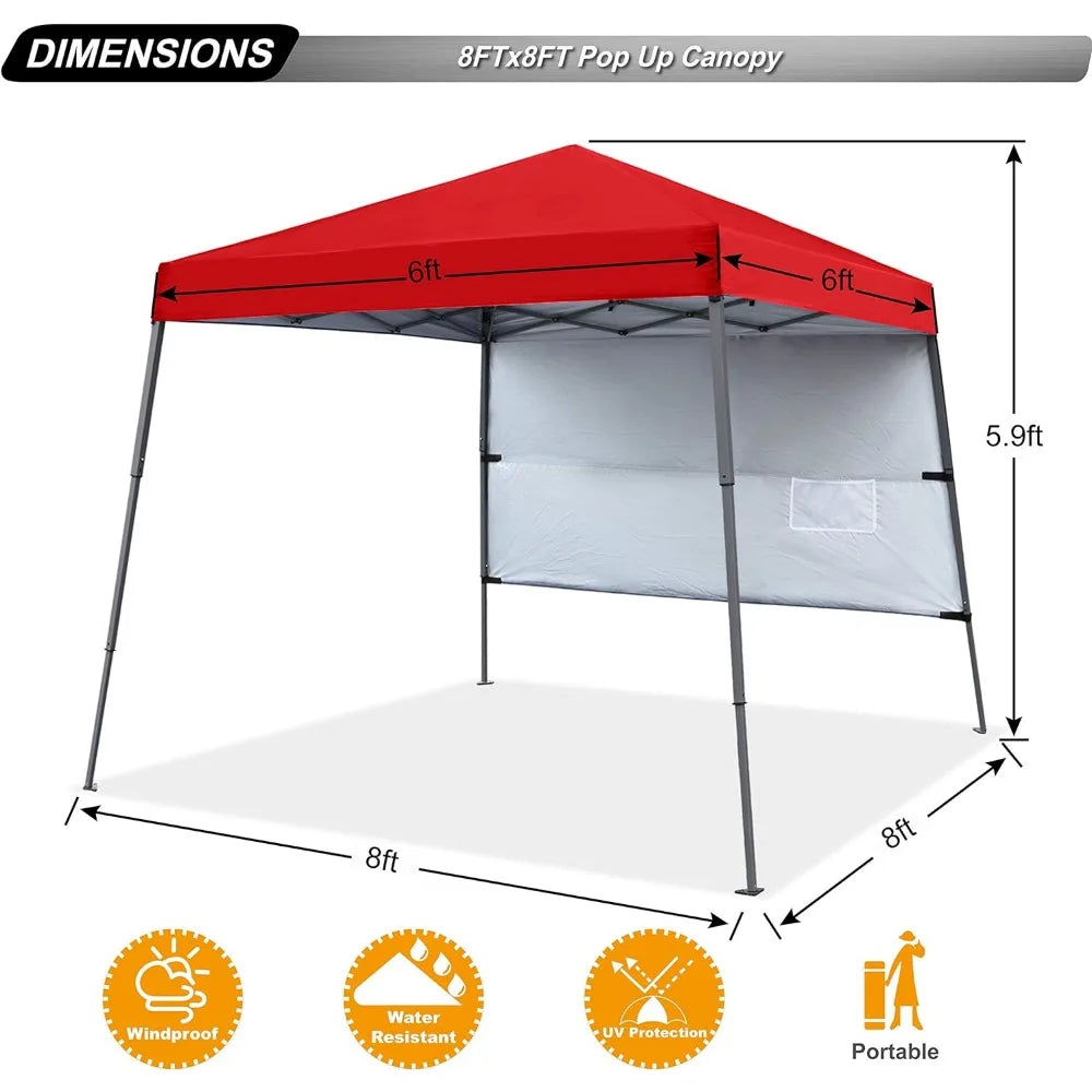 Outdoor Pop Up Canopy With 1 Sun Wall Bonus Backpack Bag Stakes and Ropes