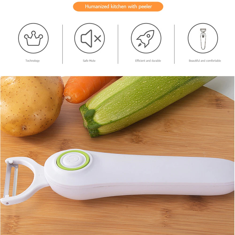USB Rechargeable Stainless Steel Fruit Vegetables Peeler with 3 Cutter Heads