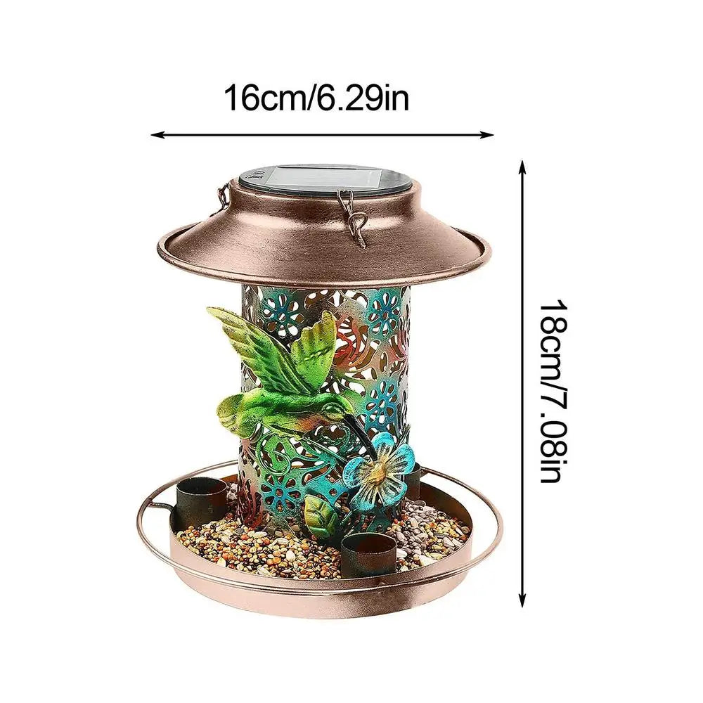 Hollow Waterproof Hanging Bird House Feeder With Solar Lamps
