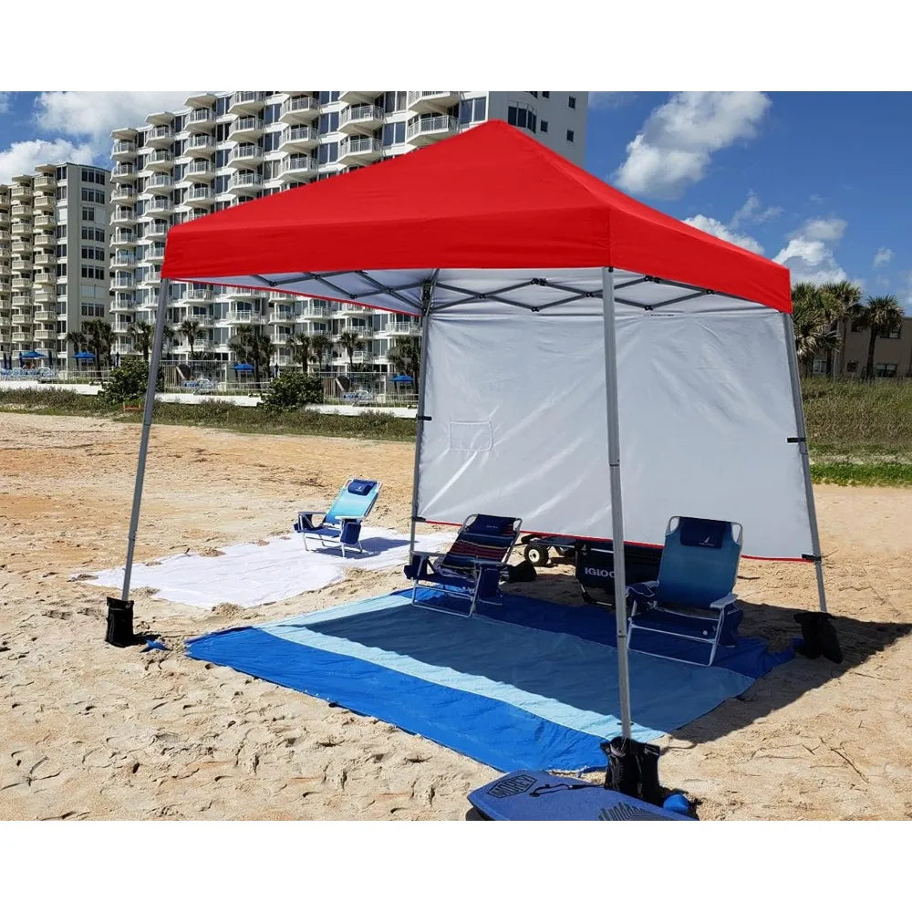 Outdoor Pop Up Canopy With 1 Sun Wall Bonus Backpack Bag Stakes and Ropes