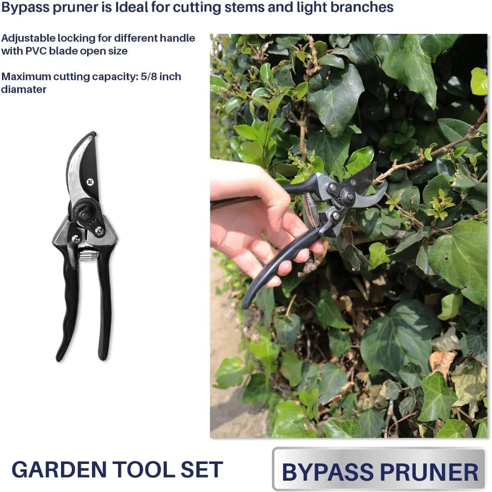 3 Piece Combo Garden Tool Set with Lopper, Hedge Shears and Pruner Shears
