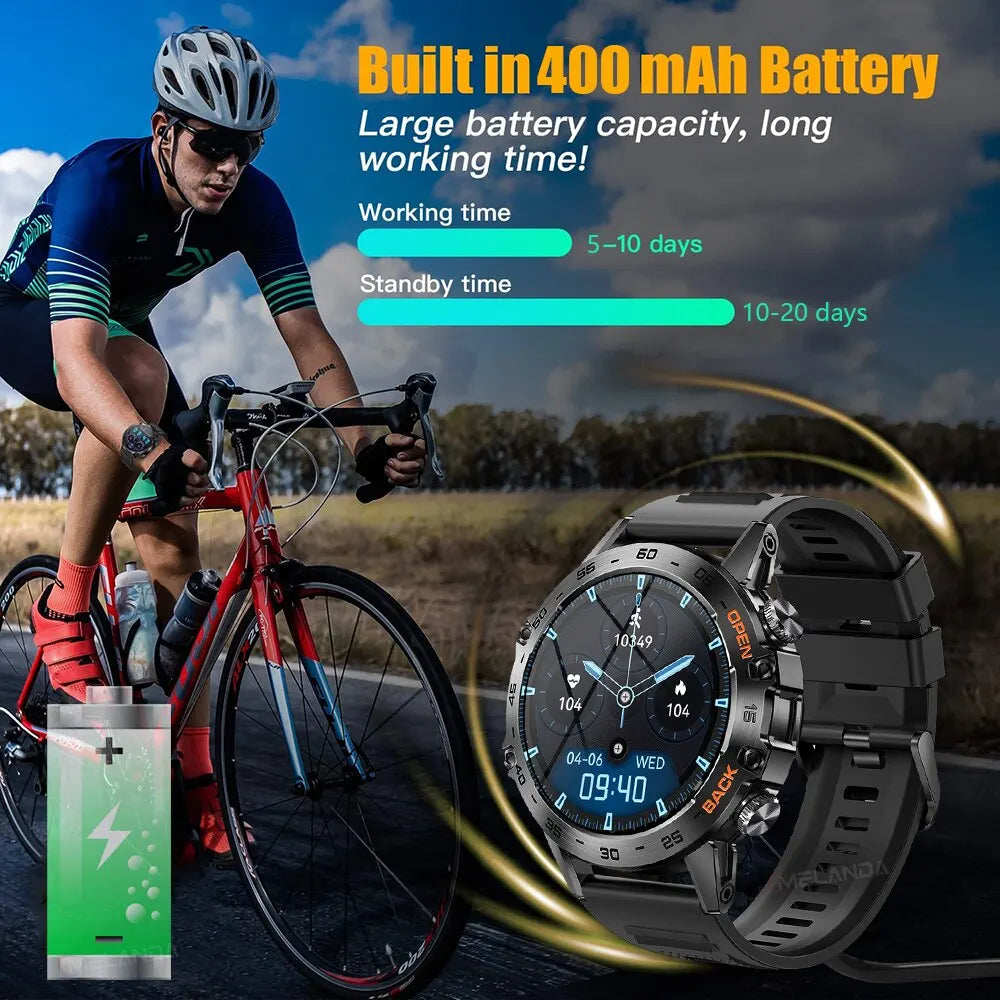 1.39" Bluetooth Smart Watch Men Outdoor Sports Fitness Heart Rate Health Monitoring for Android IOS