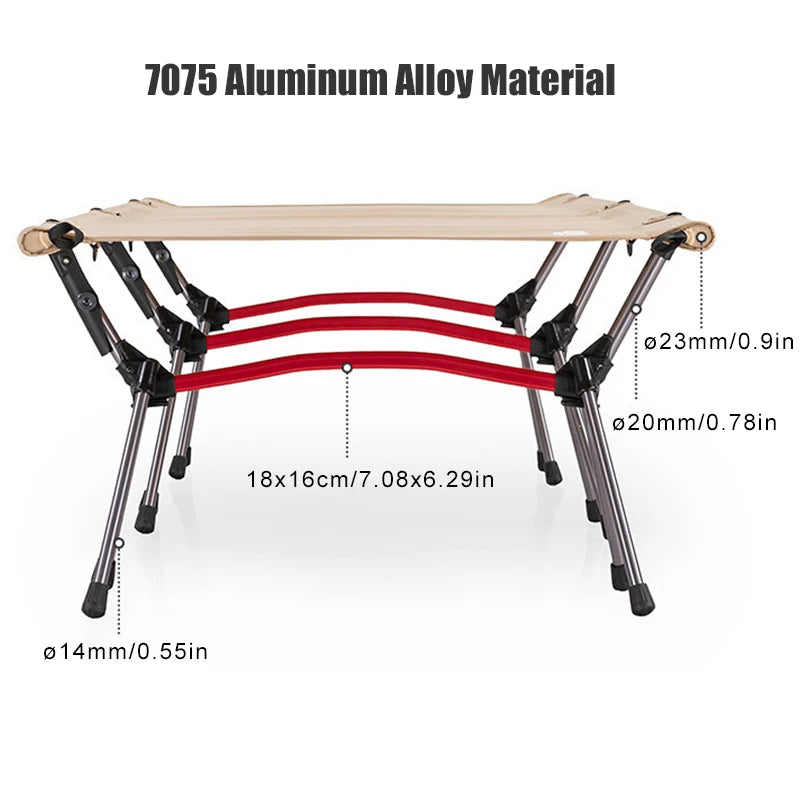 Portable Folding Camping Cot with Leg Extenders Ultralight Aluminum Alloy for Outdoor Hiking Travel