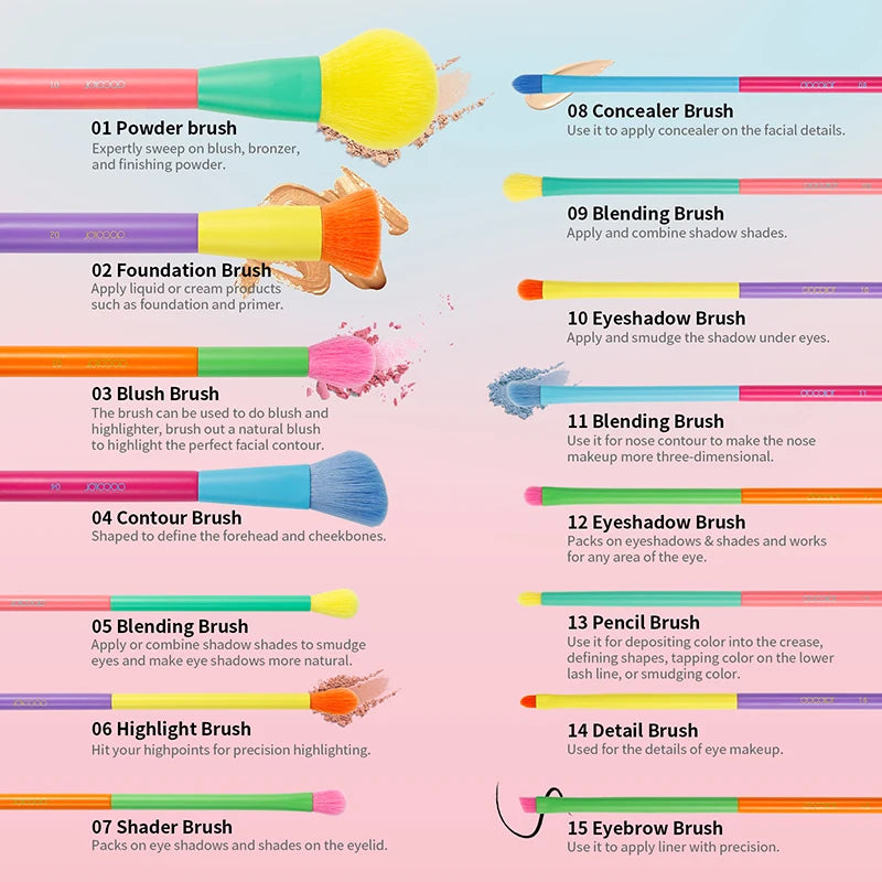 Colorful Makeup brush set