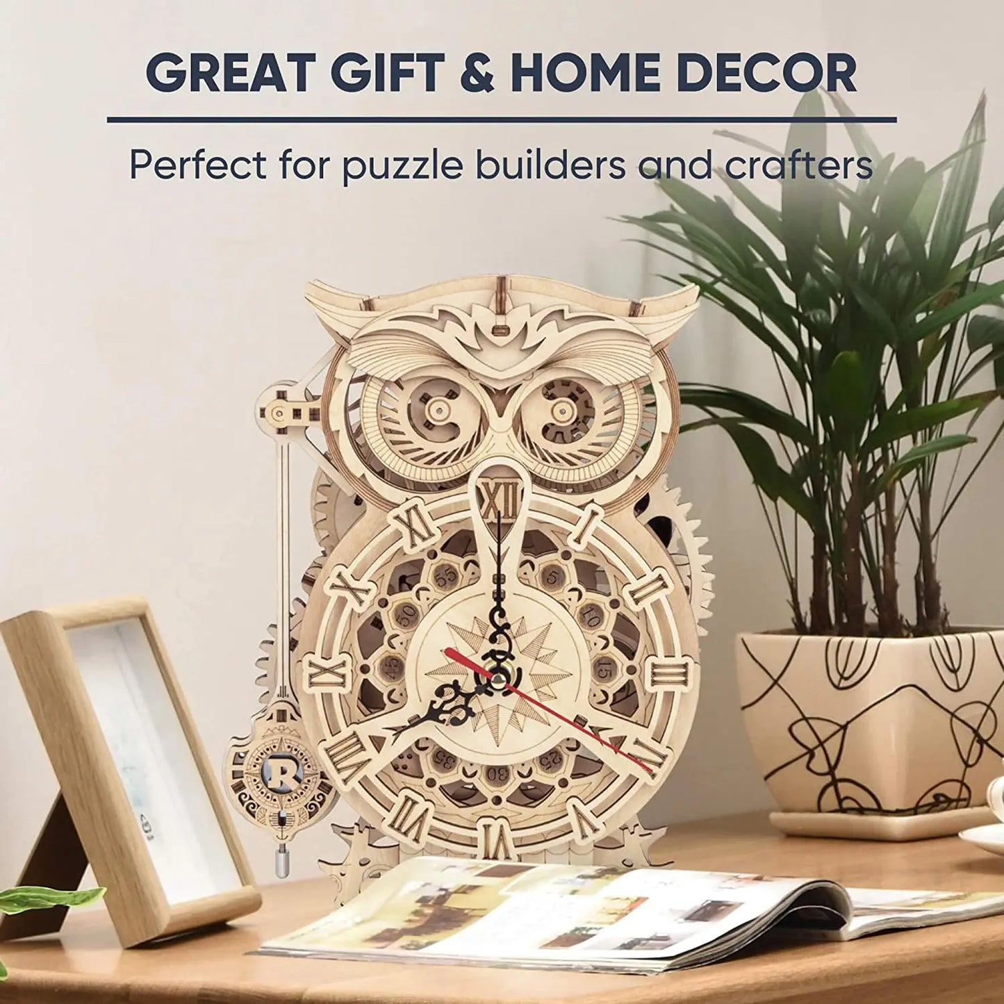 161pcs Creative DIY 3D Wooden Owl Clock Kit