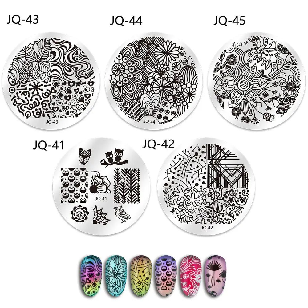 10Pcs Nail Stamping Plates Polish Stencils Template Case Clear Scraper