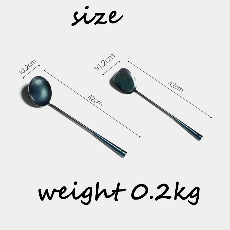 Handmade17Inches Iron Wok Spatula Ladle Seasoned