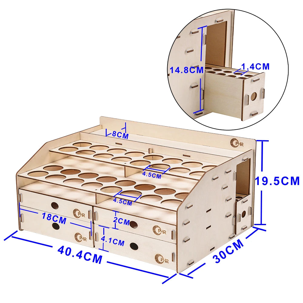 Artist Supply Wood Paint Rack with Mar Pen Storage