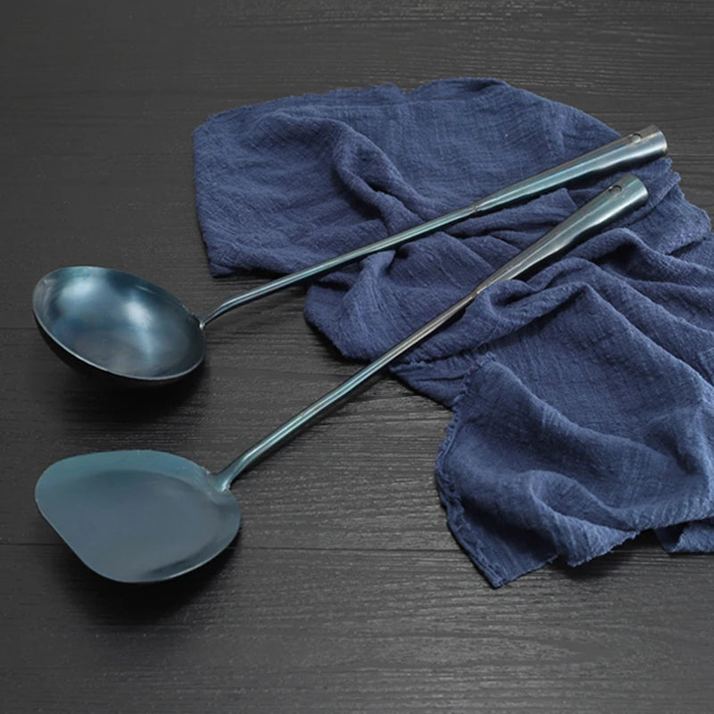 Handmade17Inches Iron Wok Spatula Ladle Seasoned