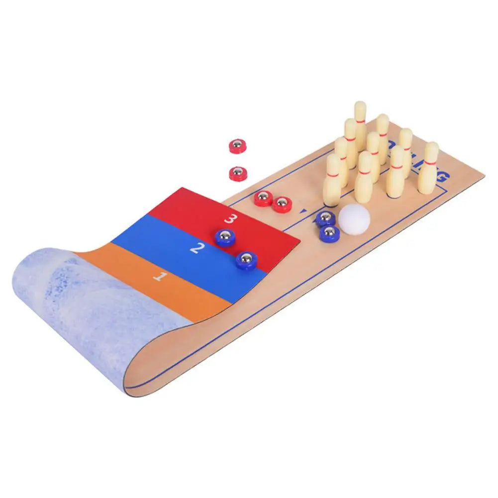 Portable 3 In 1 Table Top Shuffleboard, Bowling, And Curling