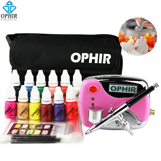 .3mm Airbrush Kit with Air Compressor for Nail Art Airbrushing Stencil & Bag & Cleaning Brush Set