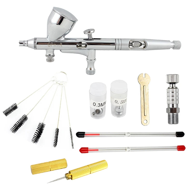 Dual Action Airbrush Kit with Cleaning Brush & Needle for Tattoo/Nail Art