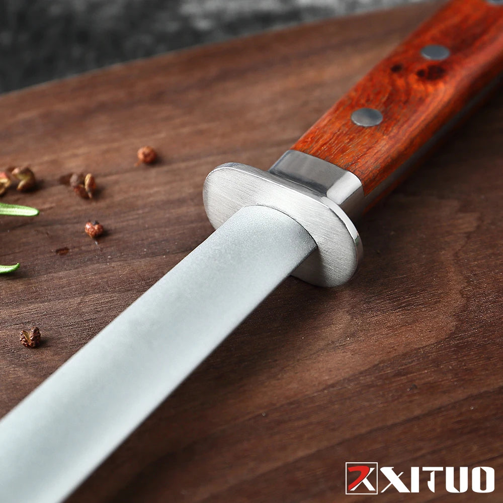 Professional Chef Rosewood Handle High Carbon Steel Diamond Sharpening Stick