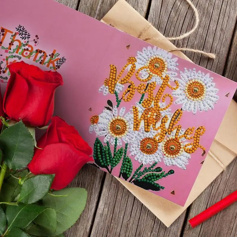 12pcs Diamond Painting Butterfly Flower Birthday Cake Thanksgiving Cards