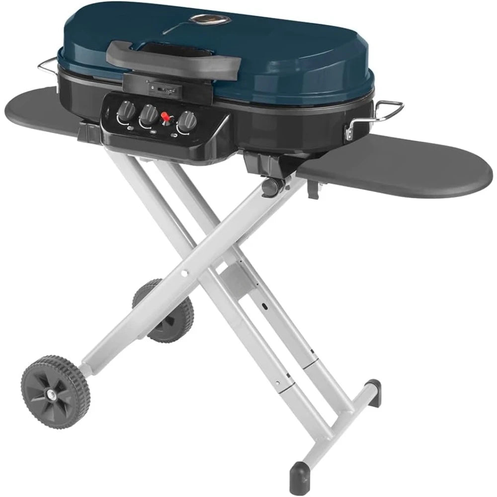 Portable Stand-Up Propane Grill, with 3 Adjustable Burners, Push-Button Ignition