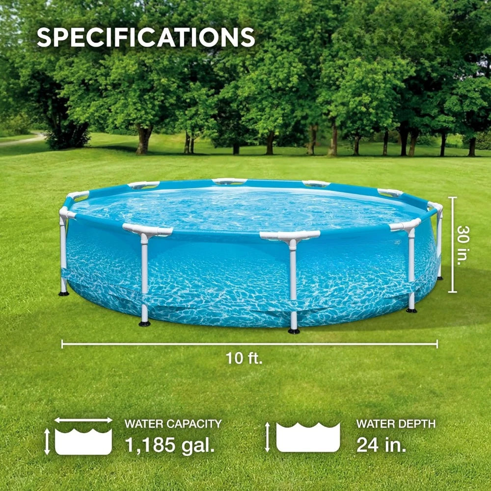 10 Ft x 30 Inch Steel Frame Above Ground Swimming Pool with Filter Pump