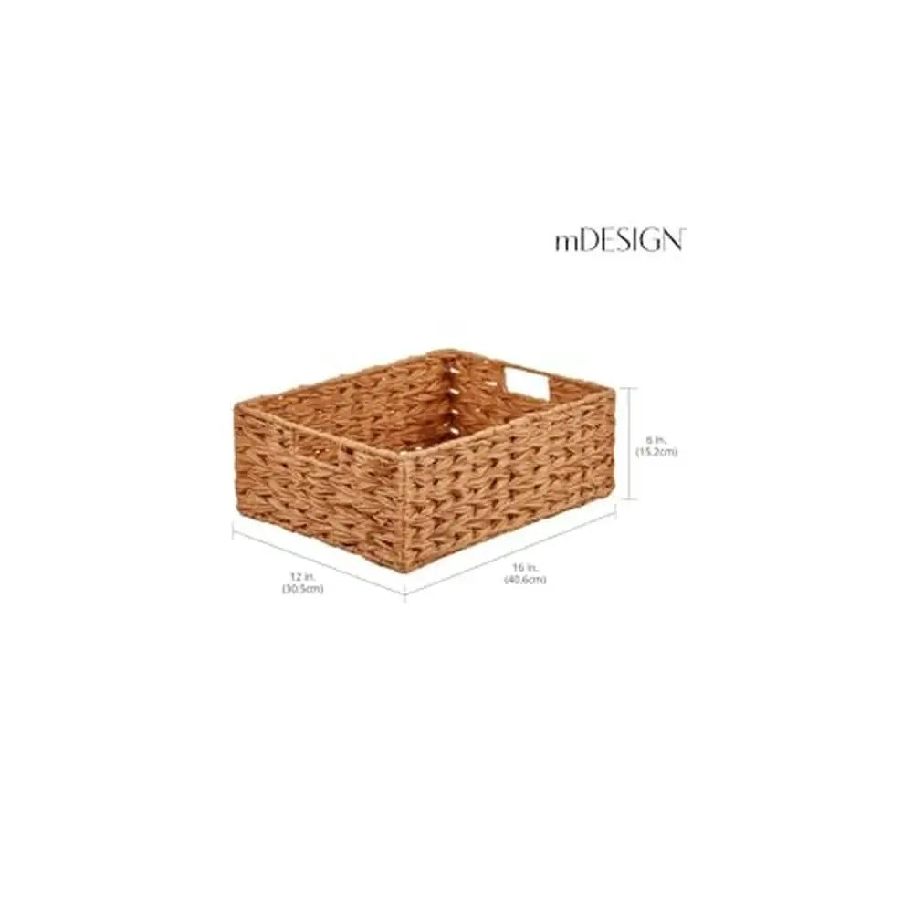 Set of 6 Kitchen Pantry Essentials Storage Organizer Baskets Stackable Woven Plastic