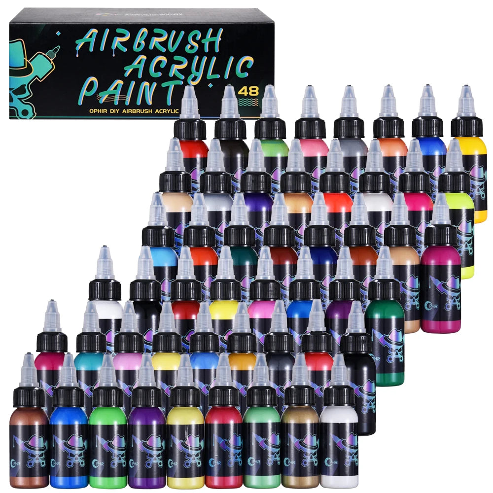 Airbrush Acrylic Paint for Nail Art Water Based 48 Colors