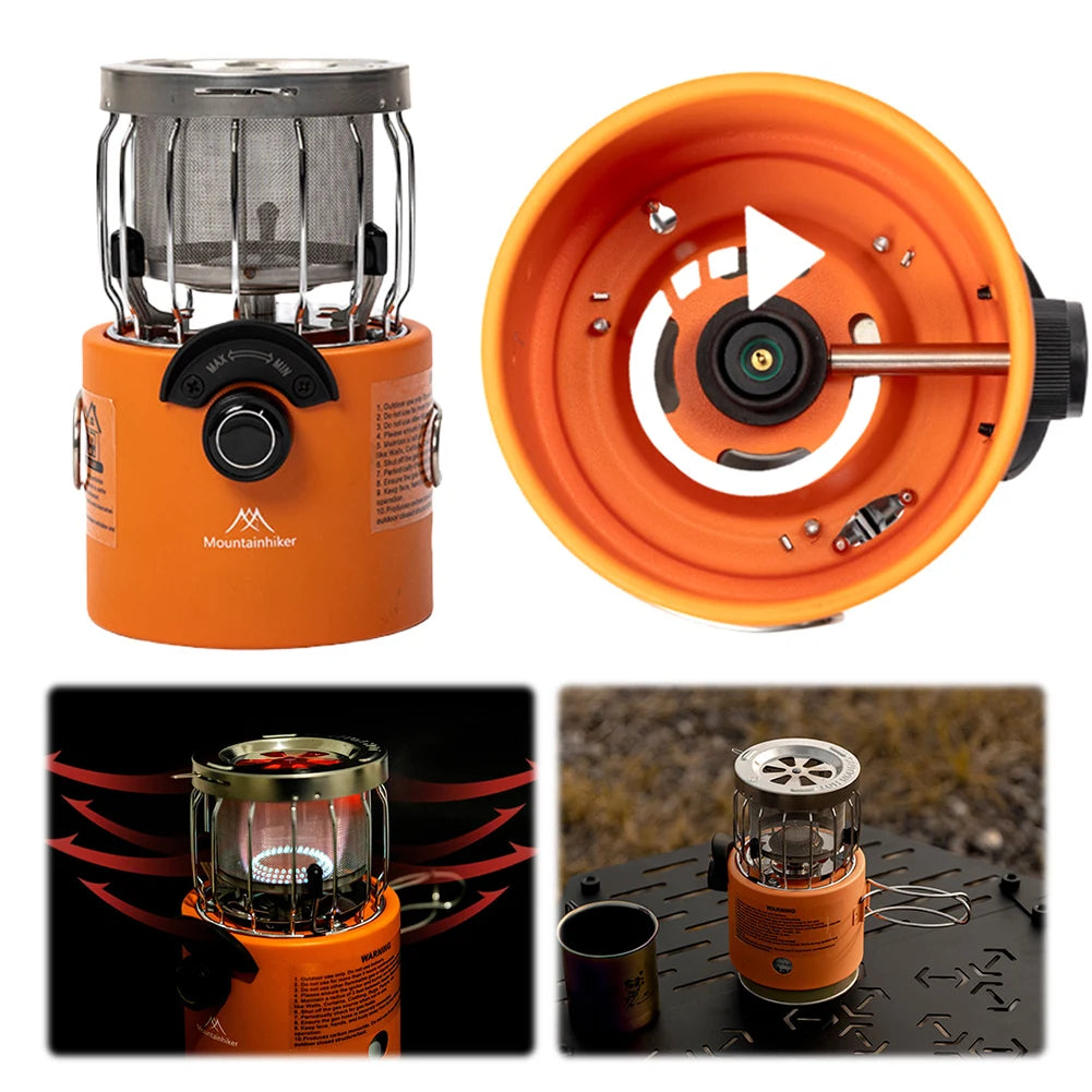 2 In 1 Portable Camping Stove Gas Heater Adjustable Burner for Ice Fishing Camping Hiking