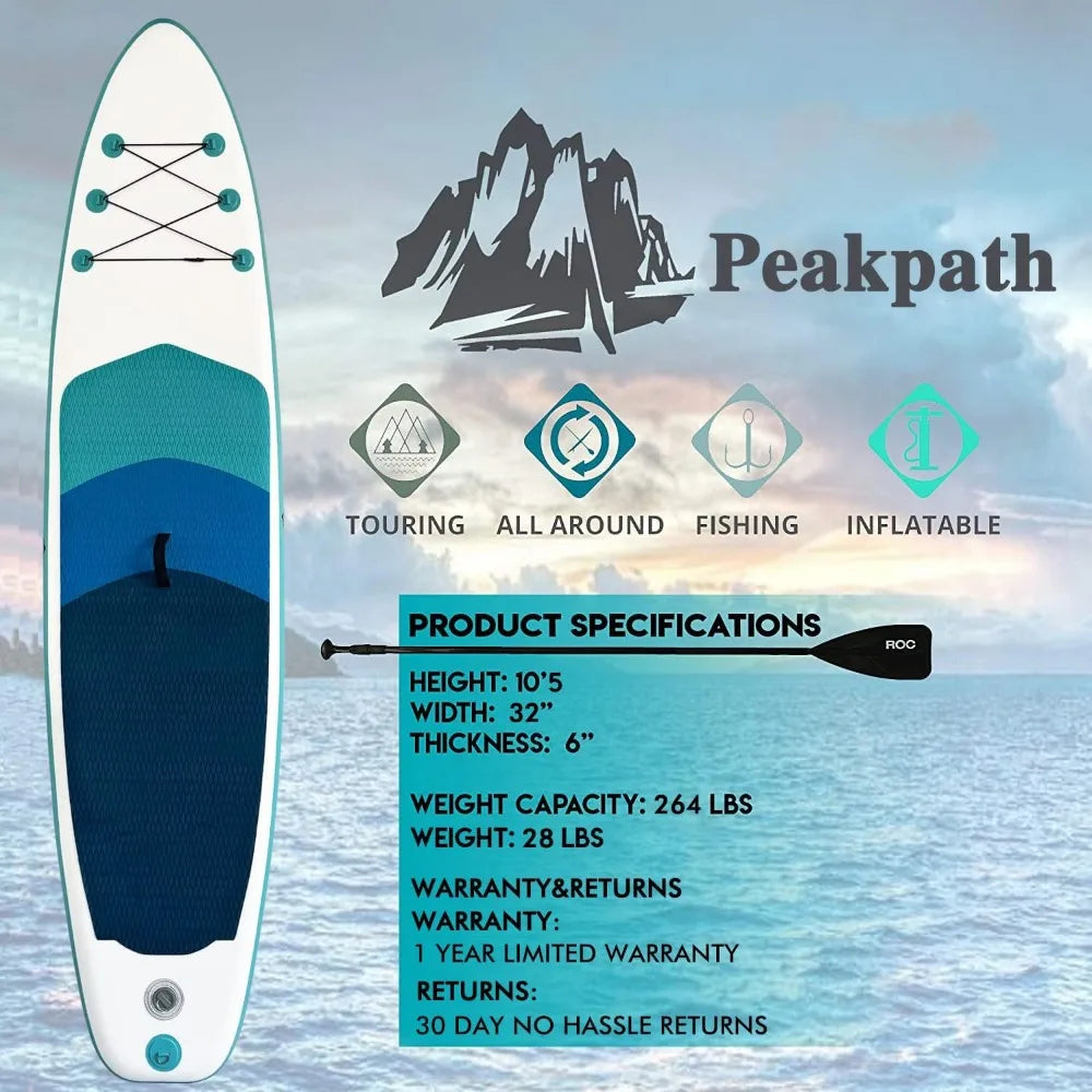 Inflatable Stand Up Paddle Board (6’’ Thick) With Bag Wakeboard Non-Slip Deck Leash Surf Control Paddle