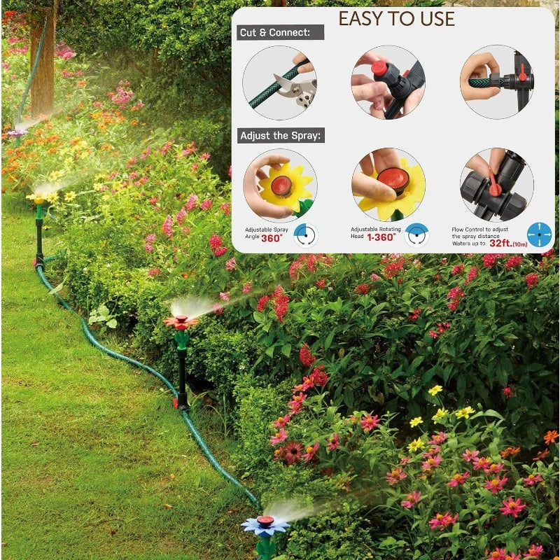 Above-Ground 50 Ft Garden Hose and Sprinkler System