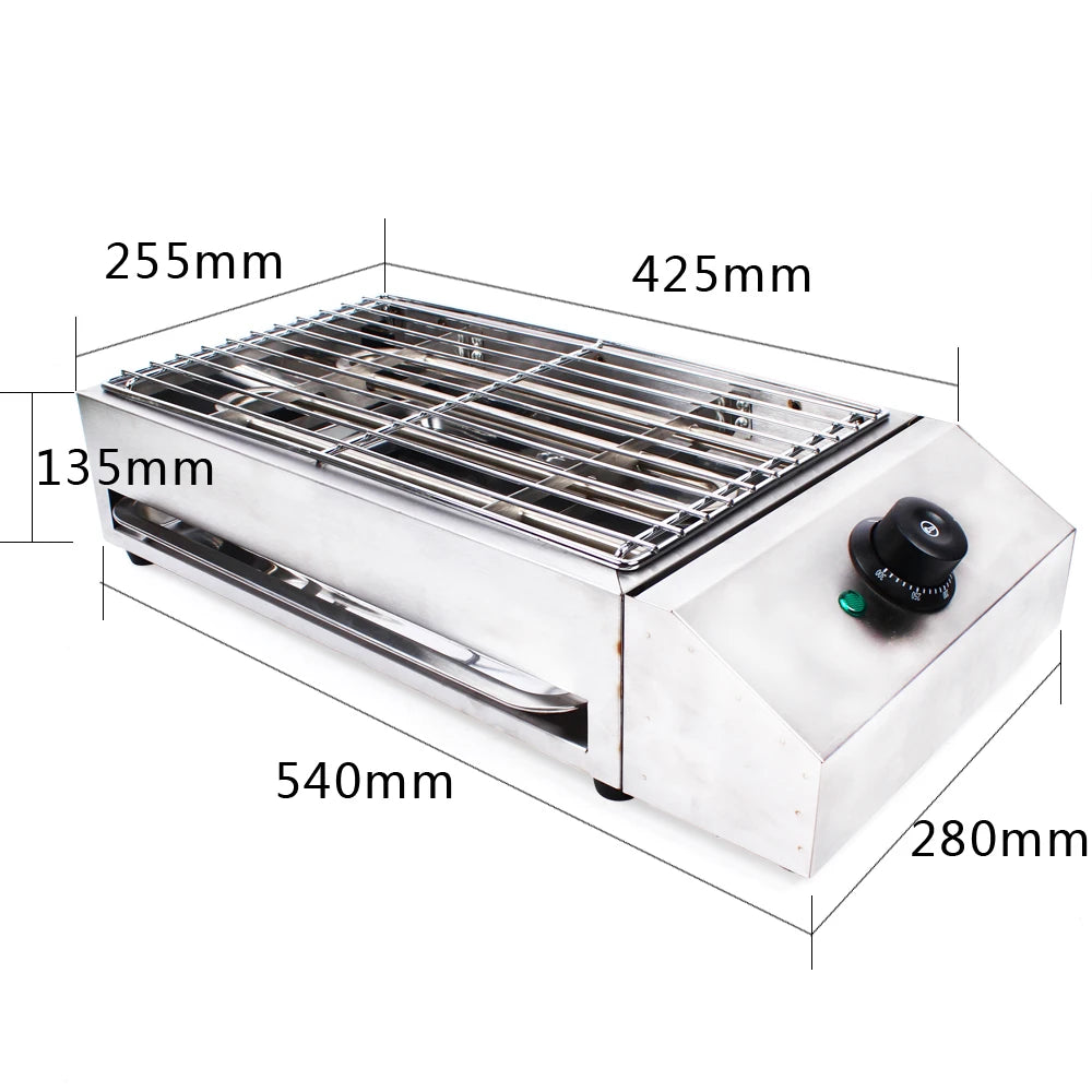 Commercial 1800W Electric Smokeless Barbecue Grill Stainless Steel