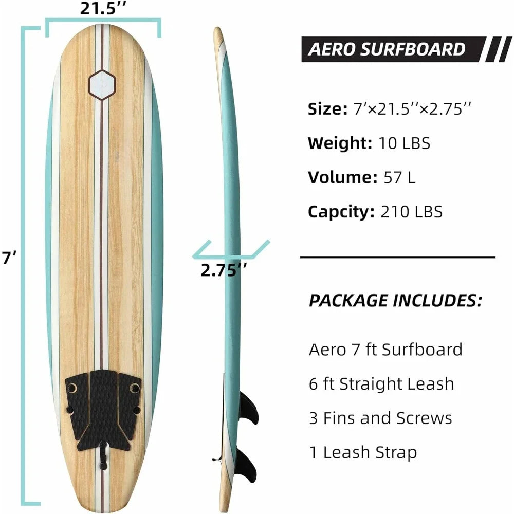 7ft Soft Top Foam Beginner Longboard for Surfing Lightweight and Durable