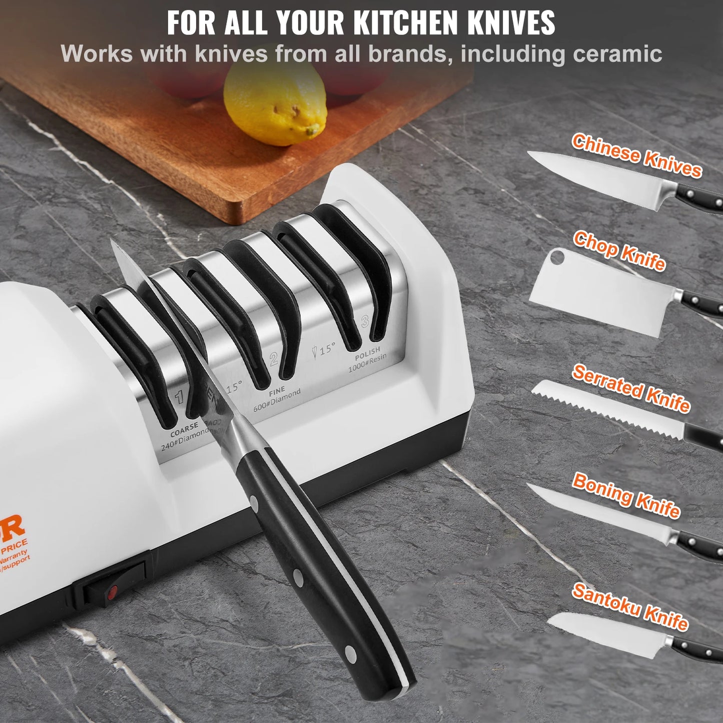 Electric Kitchen Knife Sharpener 3 Stages  for Quick Sharpening & Polishing  Professional