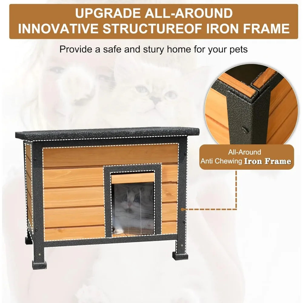 Indoor and Outdoor Wooden Cat House Rainproof