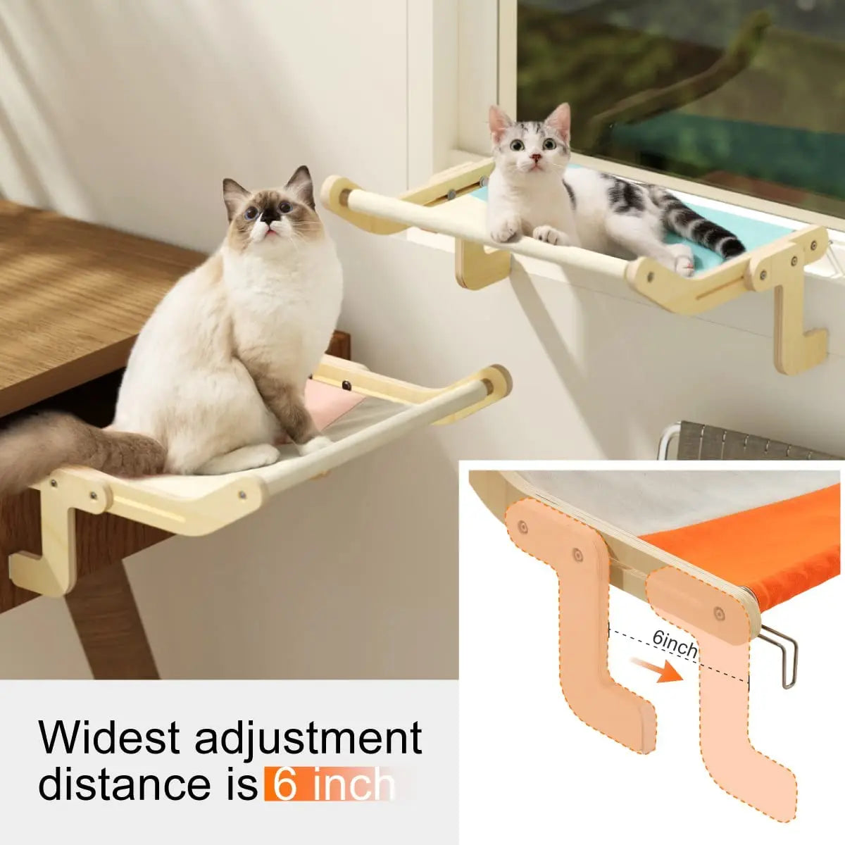 Cat Window Perch Hammock for Indoor Cats Sturdy Adjustable Durable