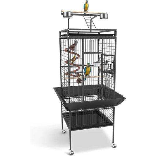 61'' Bird Cage Cage With Rolling Stand & Bottom Tray