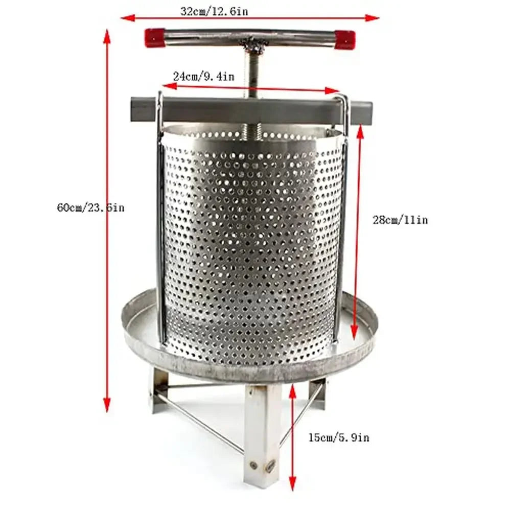 Stainless Steel Manual Honey Press Extractor Mesh Strainer Spinner Durable Drum Easy to Clean