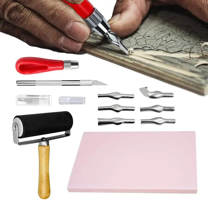 Rubber Stamp Making Kit with Block Printing Tool