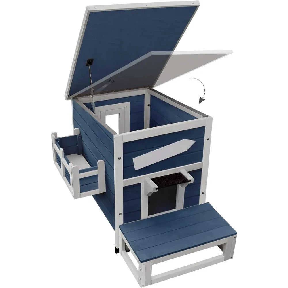 Rainproof Outdoor Cat Shelter With Escape Door