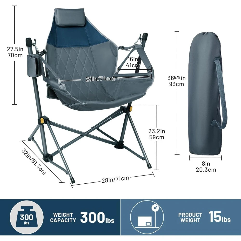 Hammock Camping Chair with Adjustable Backrest, Supports 300lbs