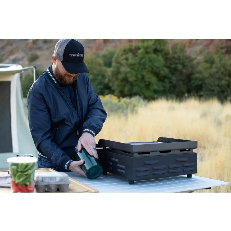 Flat Top Tabletop Gas Griddle for Outdoor Cooking Compatible with 14" Accessories