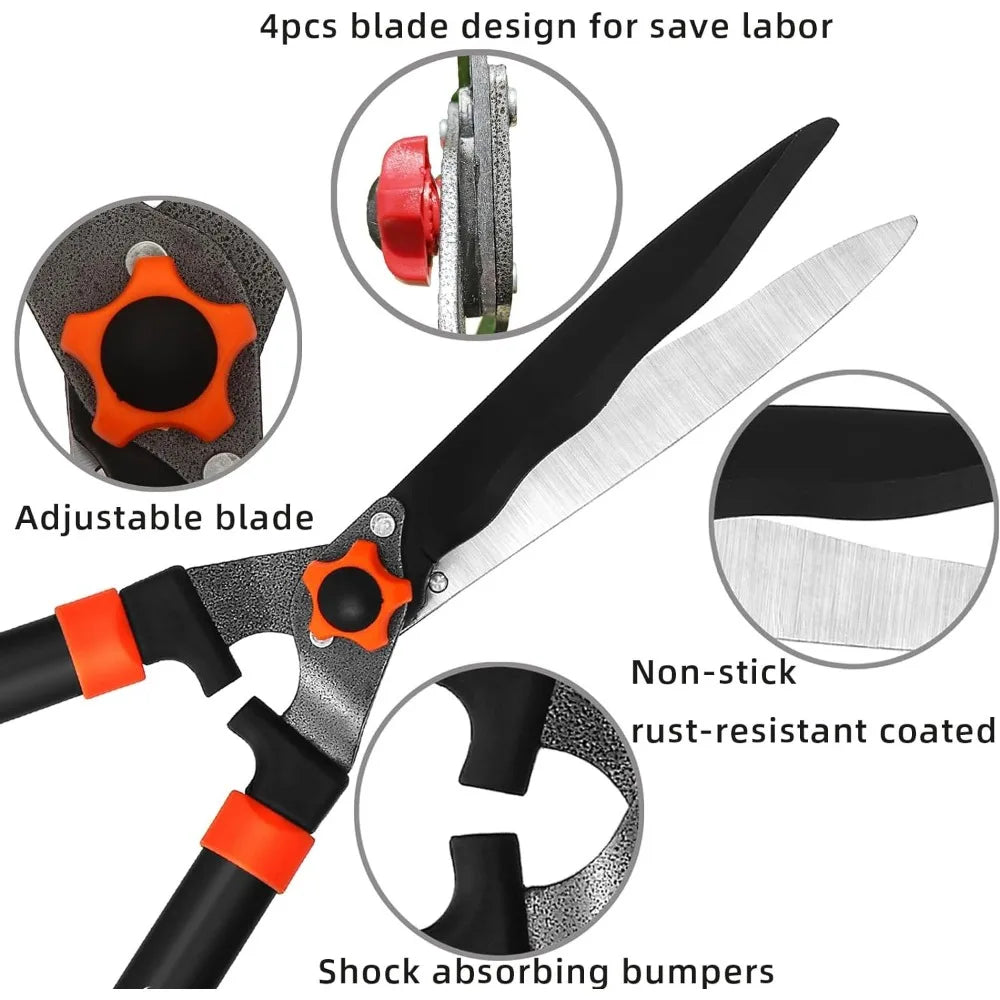 Loppers Hedge Shears & Pruners Combo Set Heavy Duty