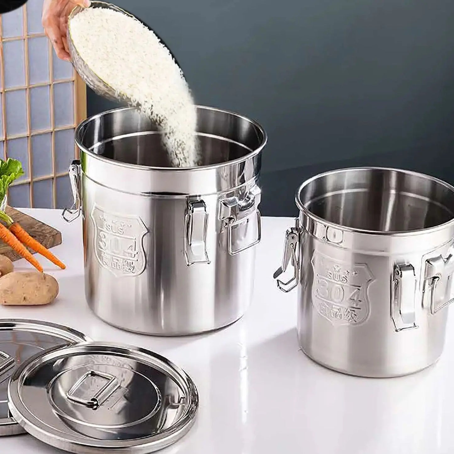 12L Stainless Steel Airtight Kitchen Flour Rice Milk Wine Cereal Storage Container