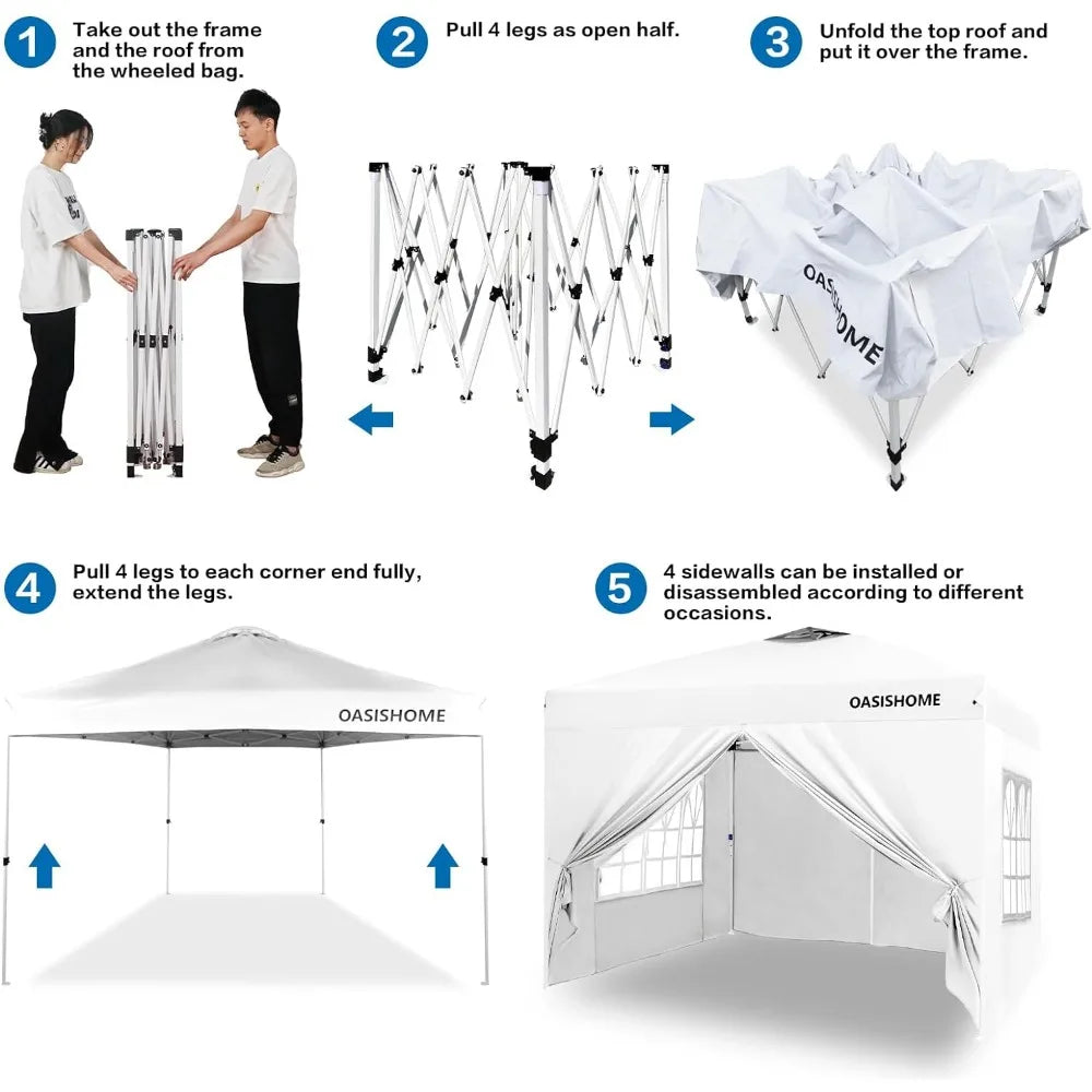 Instant Portable Canopy 10'x10'  With 4 Sidewalls Wheeled Bag