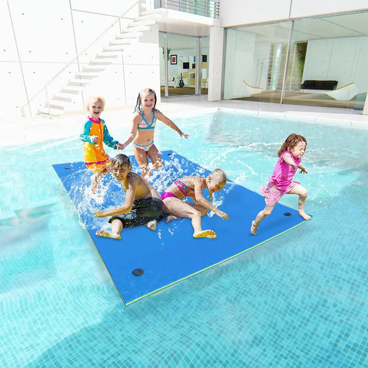 Floating Foam Swimming Mat 3-Layer 9' x 6'/12.8' x 5' with Storage Straps