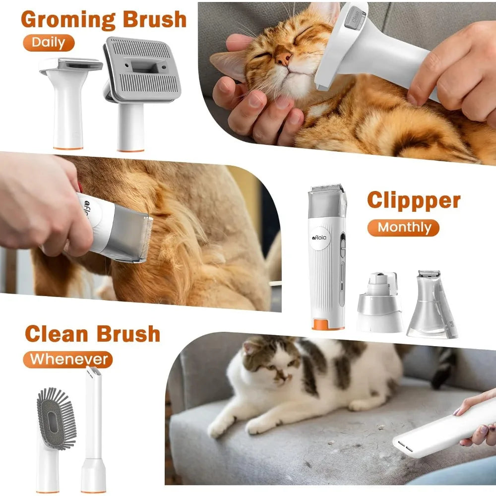 Pet Grooming Kit, Vacuum & Clippers Nail Grinder & Brush Low Noise