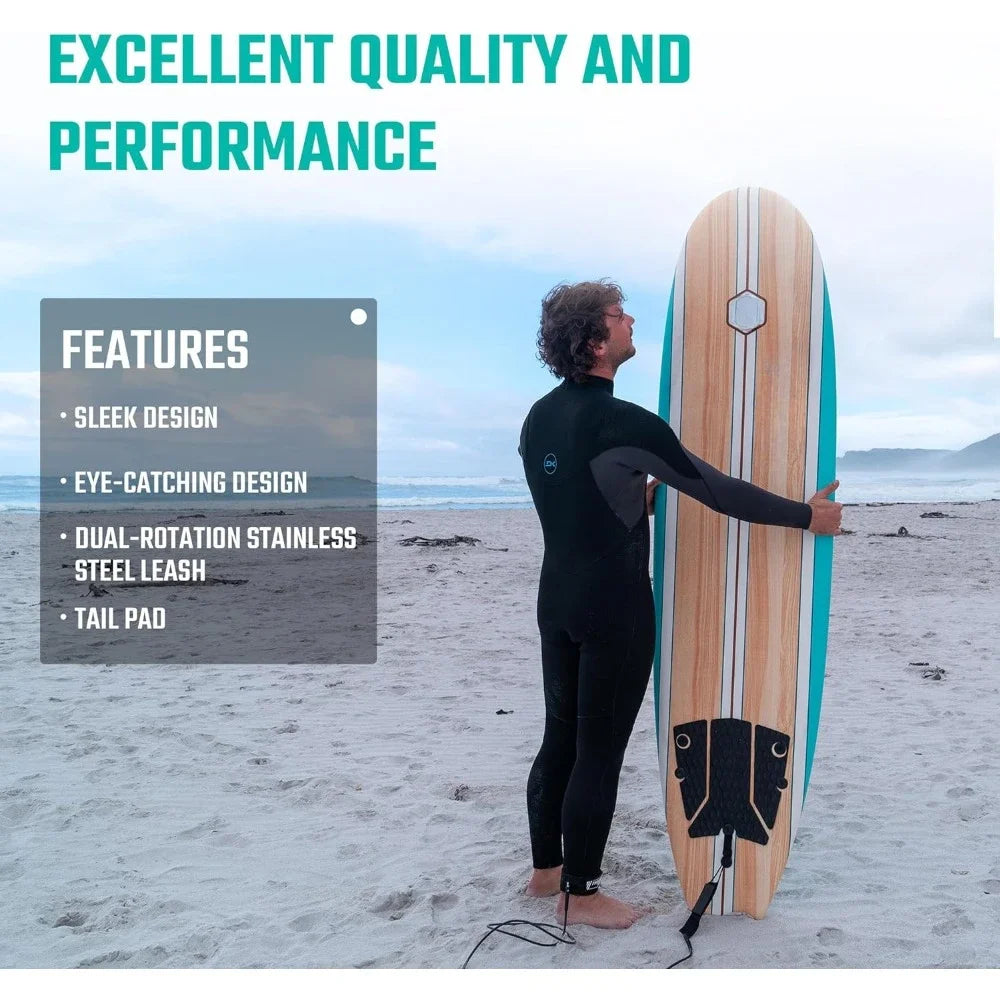 7ft Soft Top Foam Beginner Longboard for Surfing Lightweight and Durable