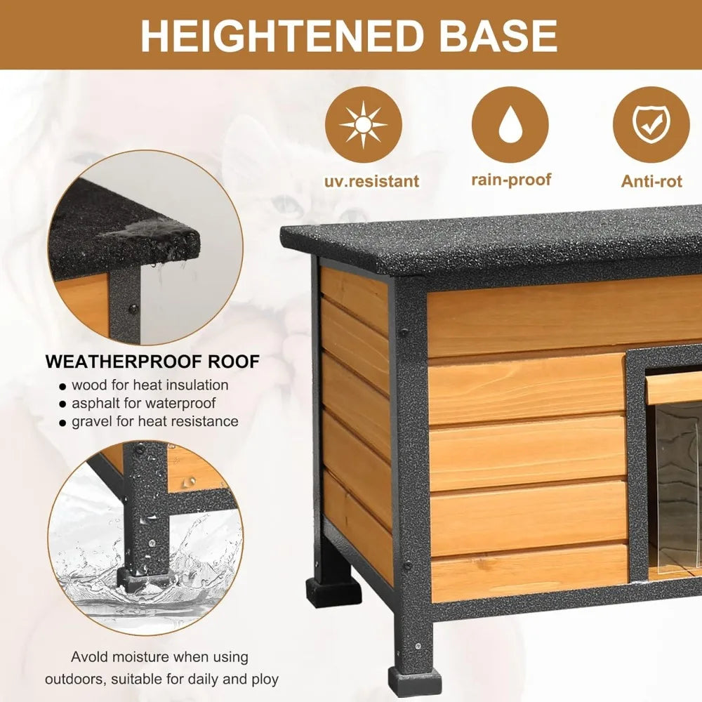 Indoor and Outdoor Wooden Cat House Rainproof
