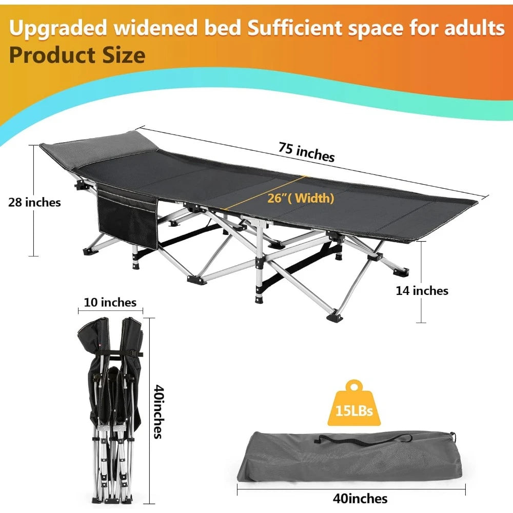 Folding Outdoor Camping Cot Lightweight Portable Heavy Duty