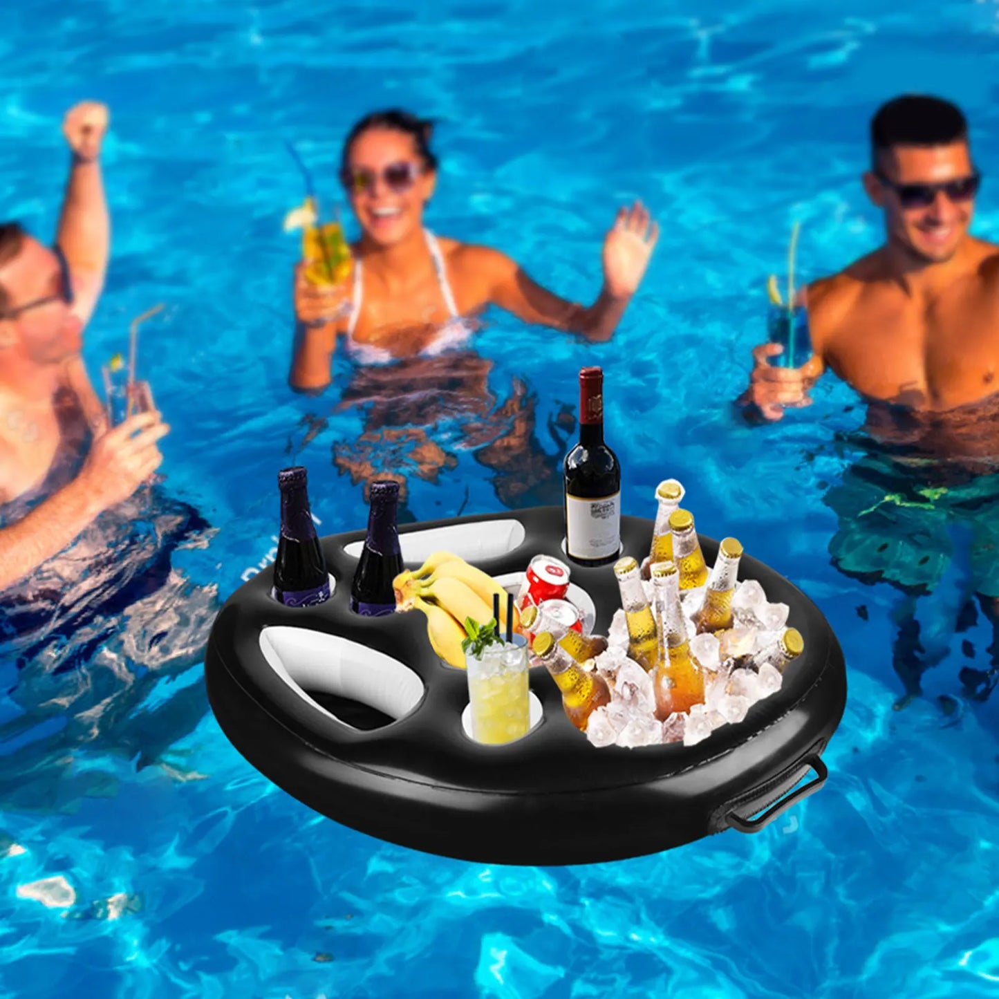 Floating Inflatable Water Sports Table Food Drink Party Bucket Cup Holder